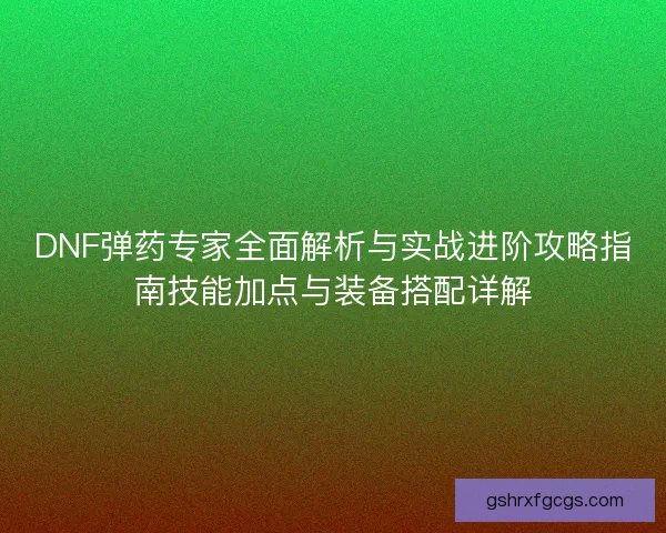 DNF弹药专家全面解析与实战进阶攻略指南技能加点与装备搭配详解