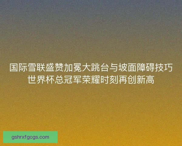 国际雪联盛赞加冕大跳台与坡面障碍技巧世界杯总冠军荣耀时刻再创新高