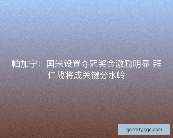 帕加宁：国米设置夺冠奖金激励明显 拜仁战将成关键分水岭